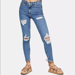 TOPSHOP • blue moto Jamie distressed skinny jeans
